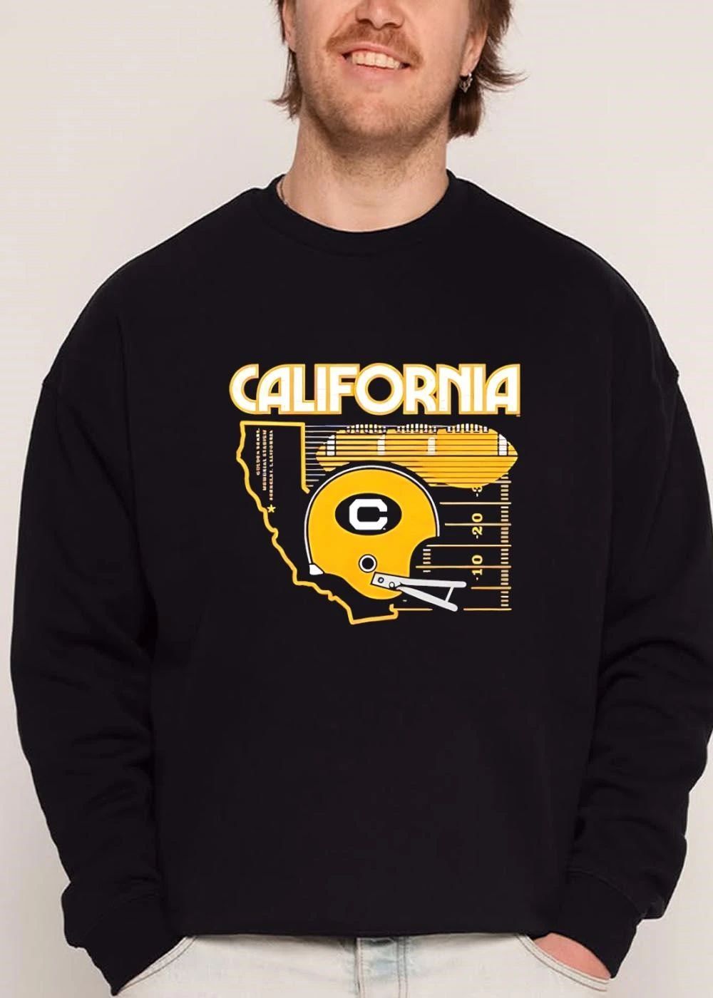 California Golden Bears NCAA Memorial Stadium Berkeley Yellow Football Helmet State Outline Grid shirt