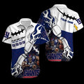 Personalized New York Giants Flaming Football Hawaiian Shirt