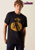 Cruze Farm Dairy Cow Head Hooves Emerging From Glowing Pumpkin Line Art shirt