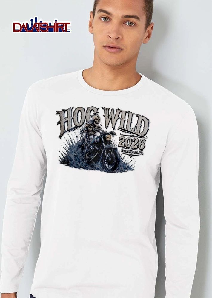 Hog Wild Ocean Shores Wa 2026 Skeleton Riding Motorcycle Water Splash shirt