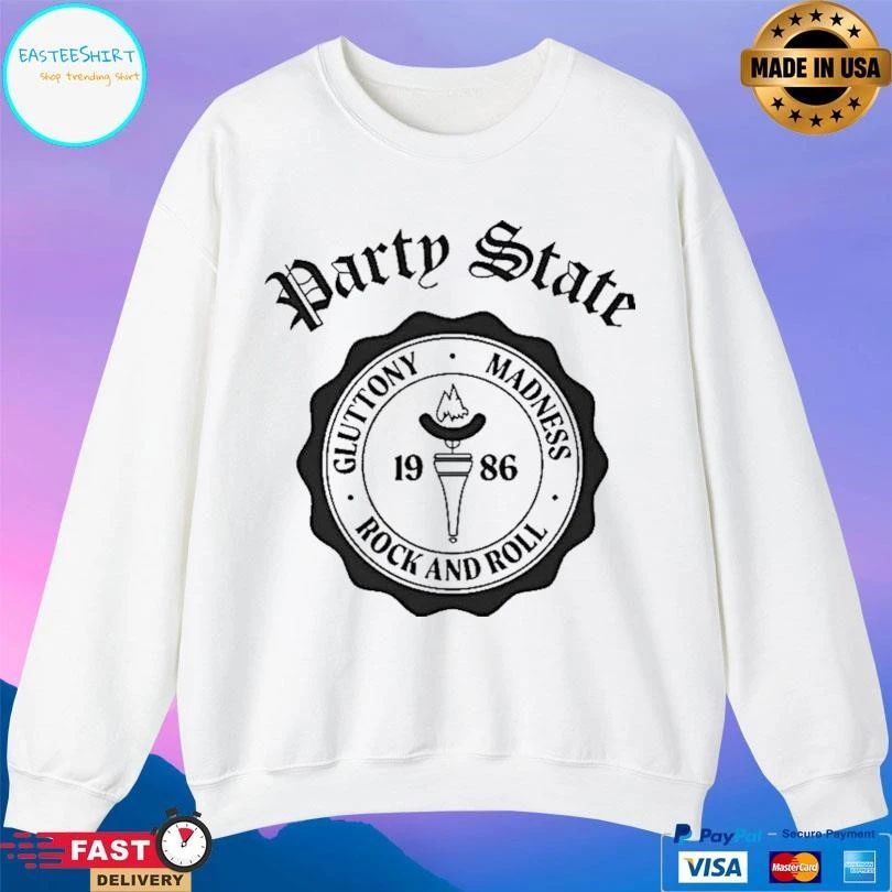 Party State Gluttony Madness Rock And Roll 1986 Logo T-shirts