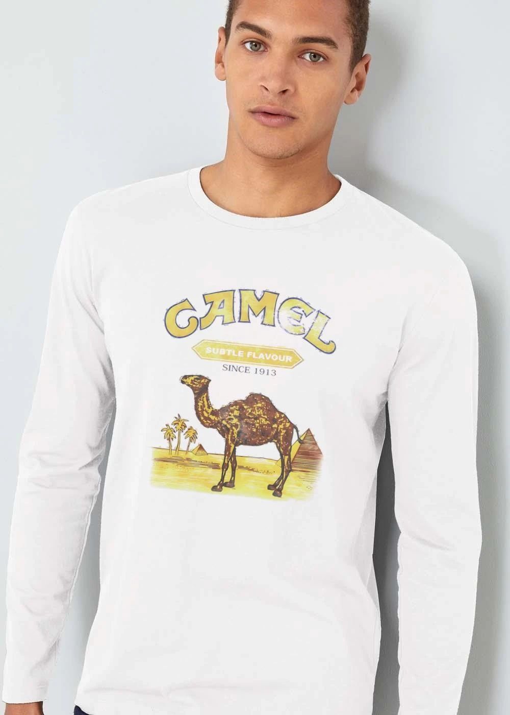 Camel Subtle Flavour Since 1913 Vintage Distressed Desert Landscape Pyramids Palm Trees shirt