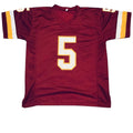Custom #5 Burgundy Mesh Football Jersey