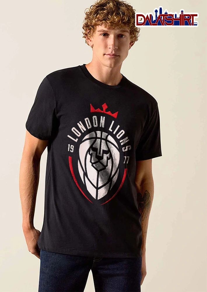 London Lions 1977 Red Crown Geometric Basketball Face Crest shirt