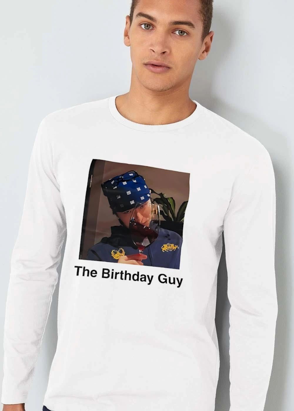 The Birthday Guy Man Sipping Red Wine Blue Bandana Photo shirt