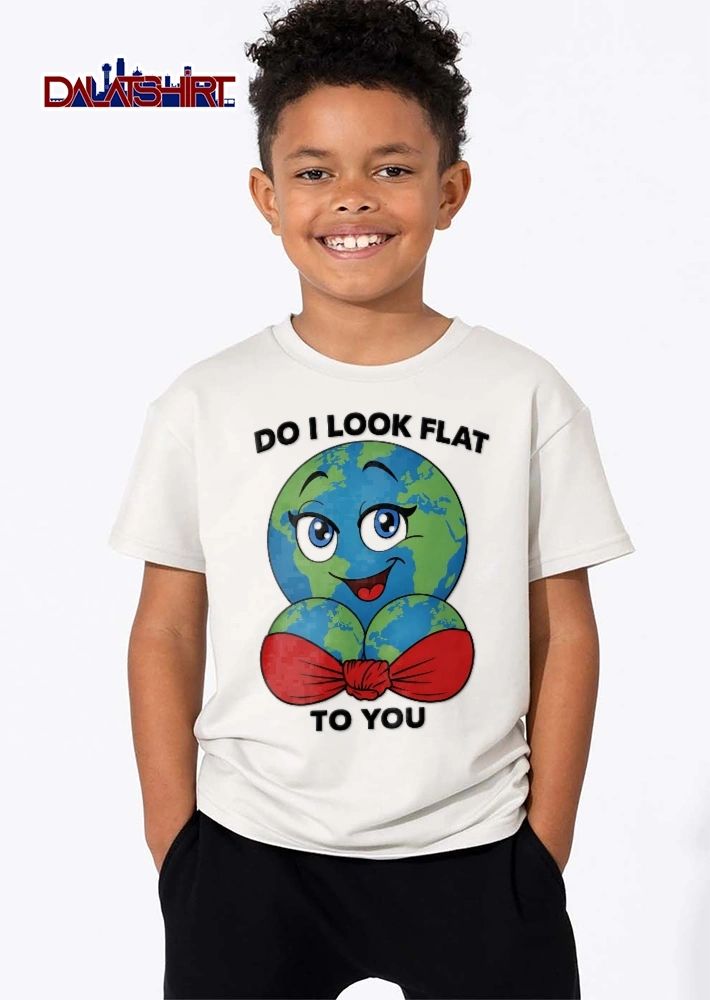 Do I Look Flat To You Cartoon Anthropomorphic Planet Earth Globe Red Bikini Top shirt