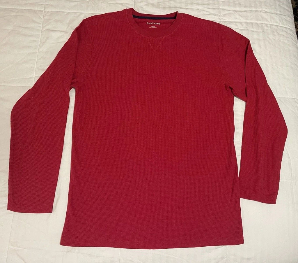 NWOT Saddlebred Men's Long-Sleeve Thermal Shirt Red Cotton Blend Size L