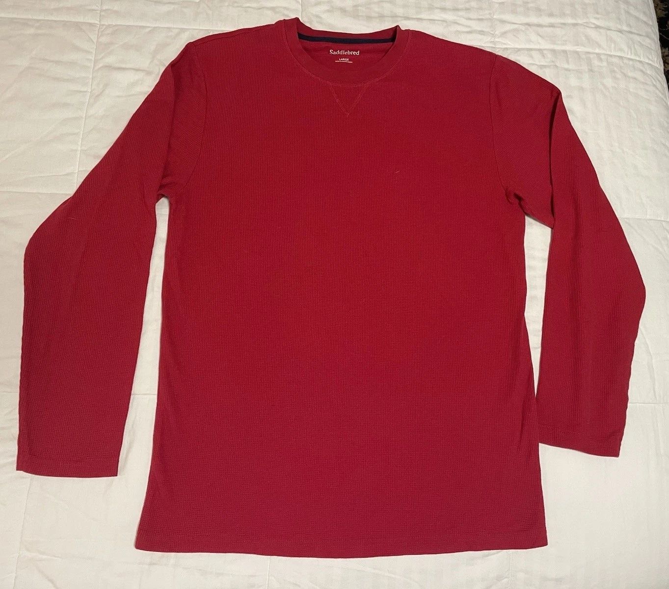 NWOT Saddlebred Men's Long-Sleeve Thermal Shirt Red Cotton Blend Size L