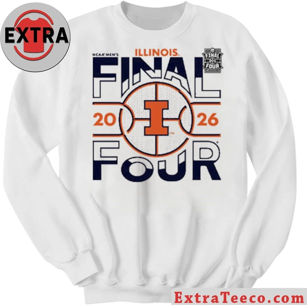 Blue 84 Illinois Fighting Illini White 2026 Men’s Basketball Final Four Logo T-Shirt- Top-Rated Gift for College Basketball Lovers