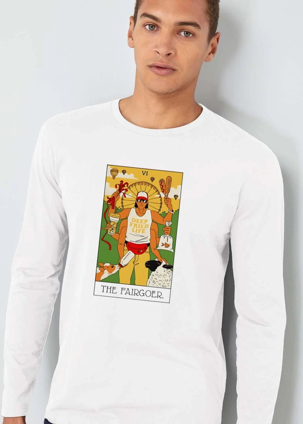 Vi Deep Fried Life The Fairgoer Six Armed Man Carnival Tarot Card Cartoon shirt