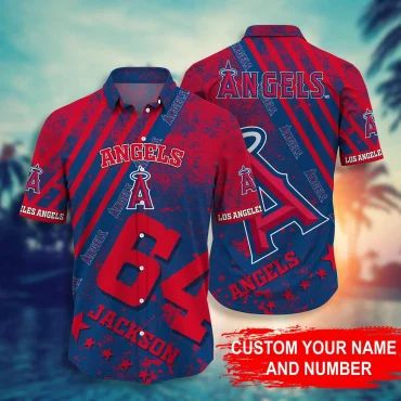 Los Angeles Angels Custom Stripe Hawaiian Shirt