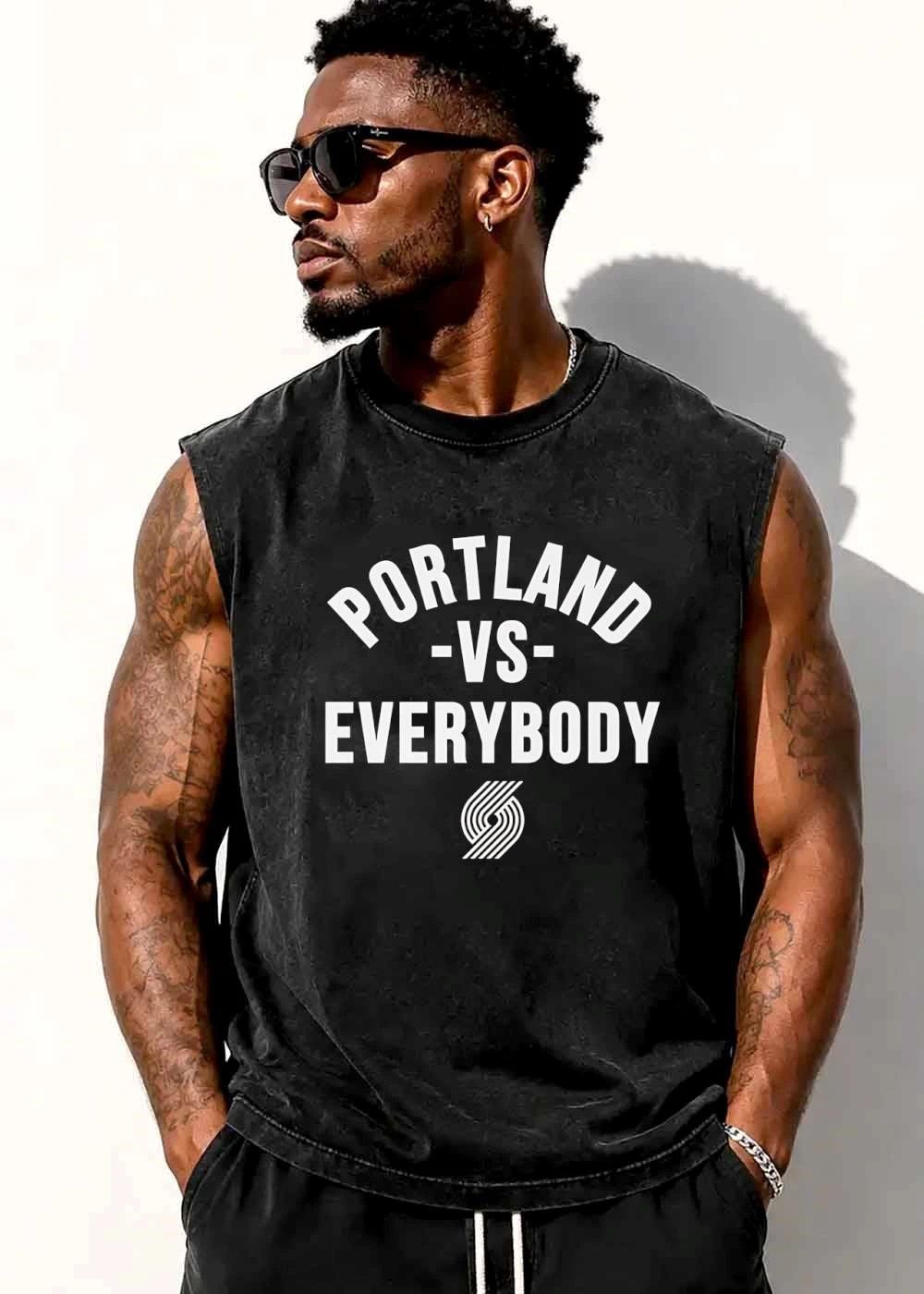 Portland Trail Blazers NBA Vs Everybody Arched Text Pinwheel Logo shirt