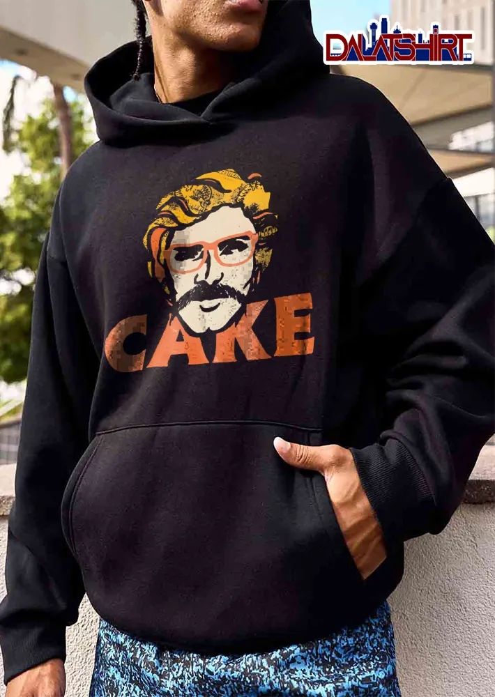 Cake Mustached Man Orange Eyeglasses Caricature Portrait shirt