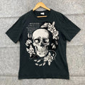 Zara T-Shirt Mens L Large Slim Fit Black Skull Short Sleeve Crew Neck 34310