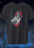Wolf Snarling with Stars and Stripes T-Shirt