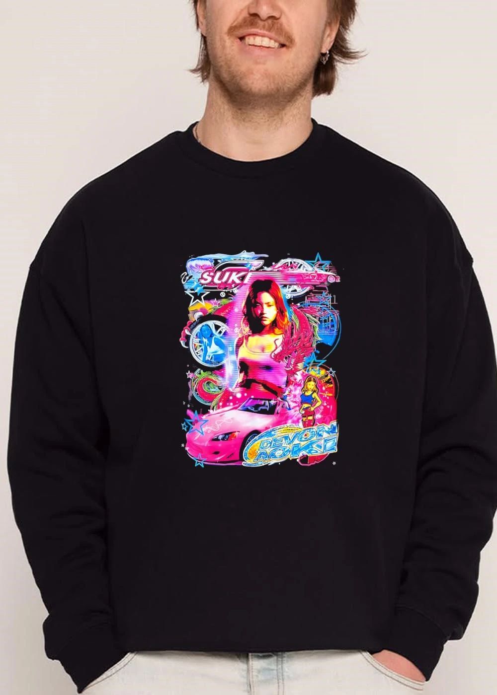 Suki Devon Aoki Pink Sports Car Dragon Speedometer Neon Collage Bootleg shirt