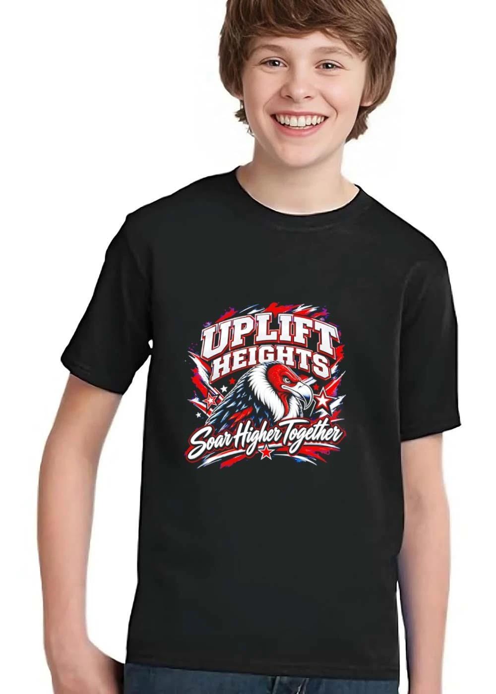 Uplift Heights Soar Higher Together Vulture Head Red Face Stars shirt