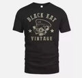 Premium Moto Skull Black Kat Vintage T-shirt, skullcap funny