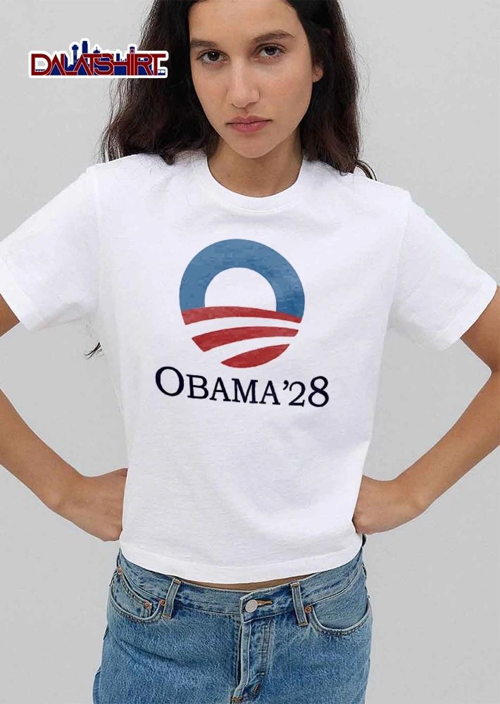 Obama 28 Presidential Campaign Blue Circle Curved Red Waves Emblem shirt