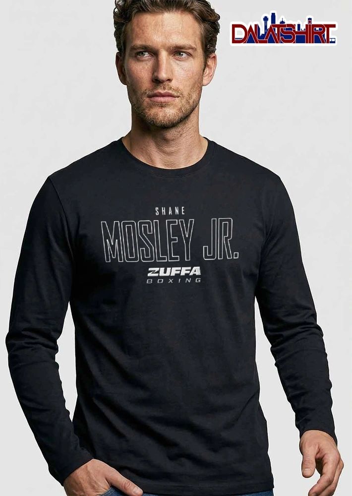 Zuffa Boxing Shane Mosley Jr White Outline Lettering Typography Logo shirt
