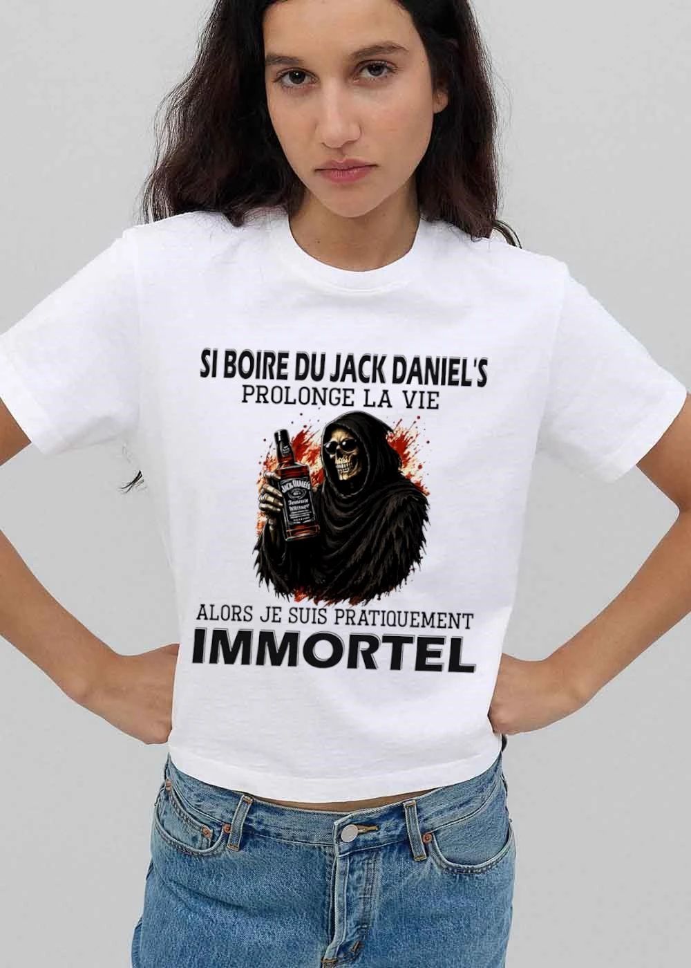 Jack Daniels Si Boire Du Prolonge LA Vie Alors Je Suis Pratiquement Immortel Grim Reaper Whiskey shirt