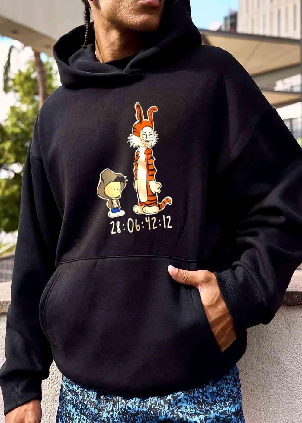 28 06 42 12 Cartoon Boy Skeleton Hoodie Tall Tiger Frank Bunny Mask Parody shirt