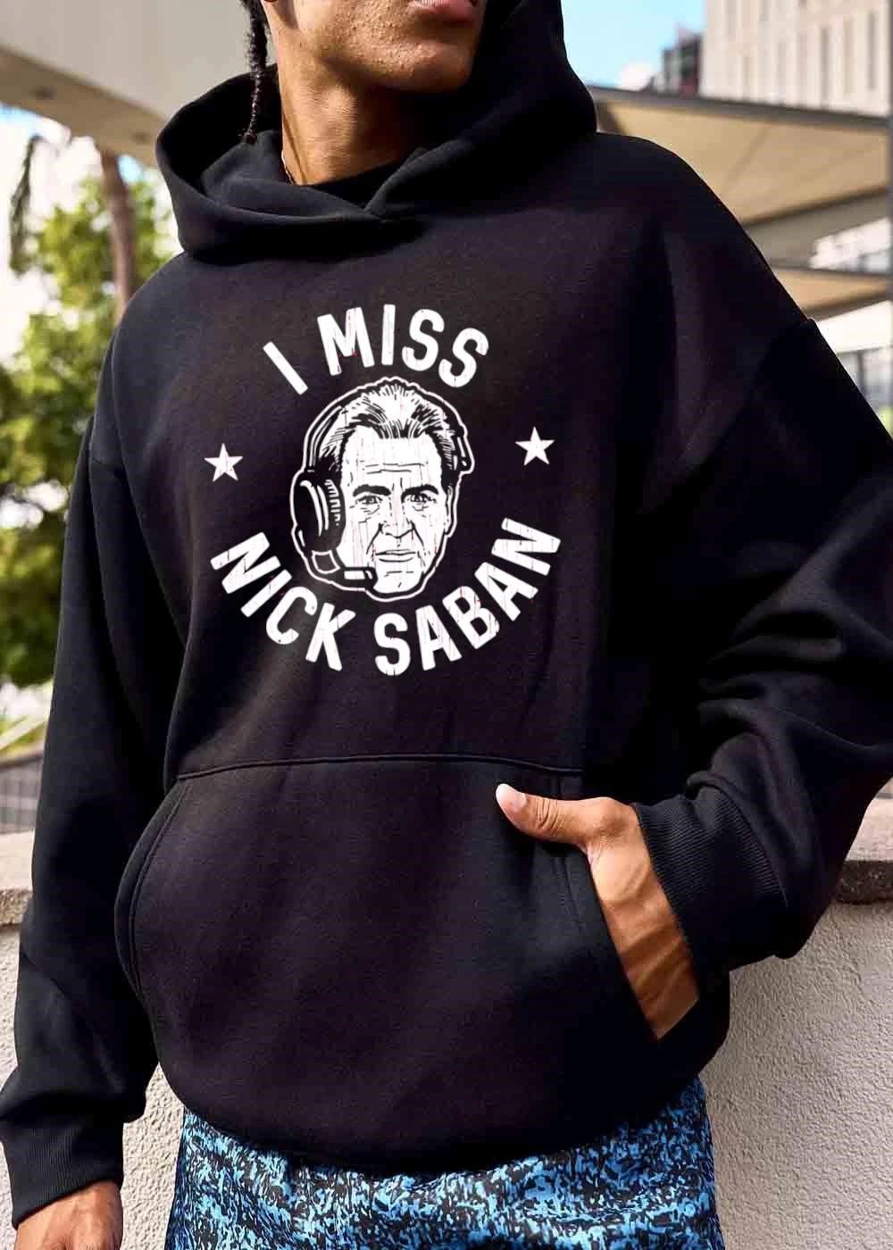 I Miss Nick Saban Coach Headset Portrait Stars Distressed shirt