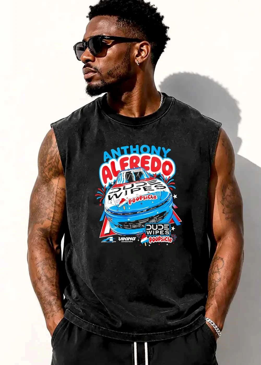 Viking Motorsports Dude Wipes Poopsicle Anthony Alfredo Race Car Fireworks Stars shirt