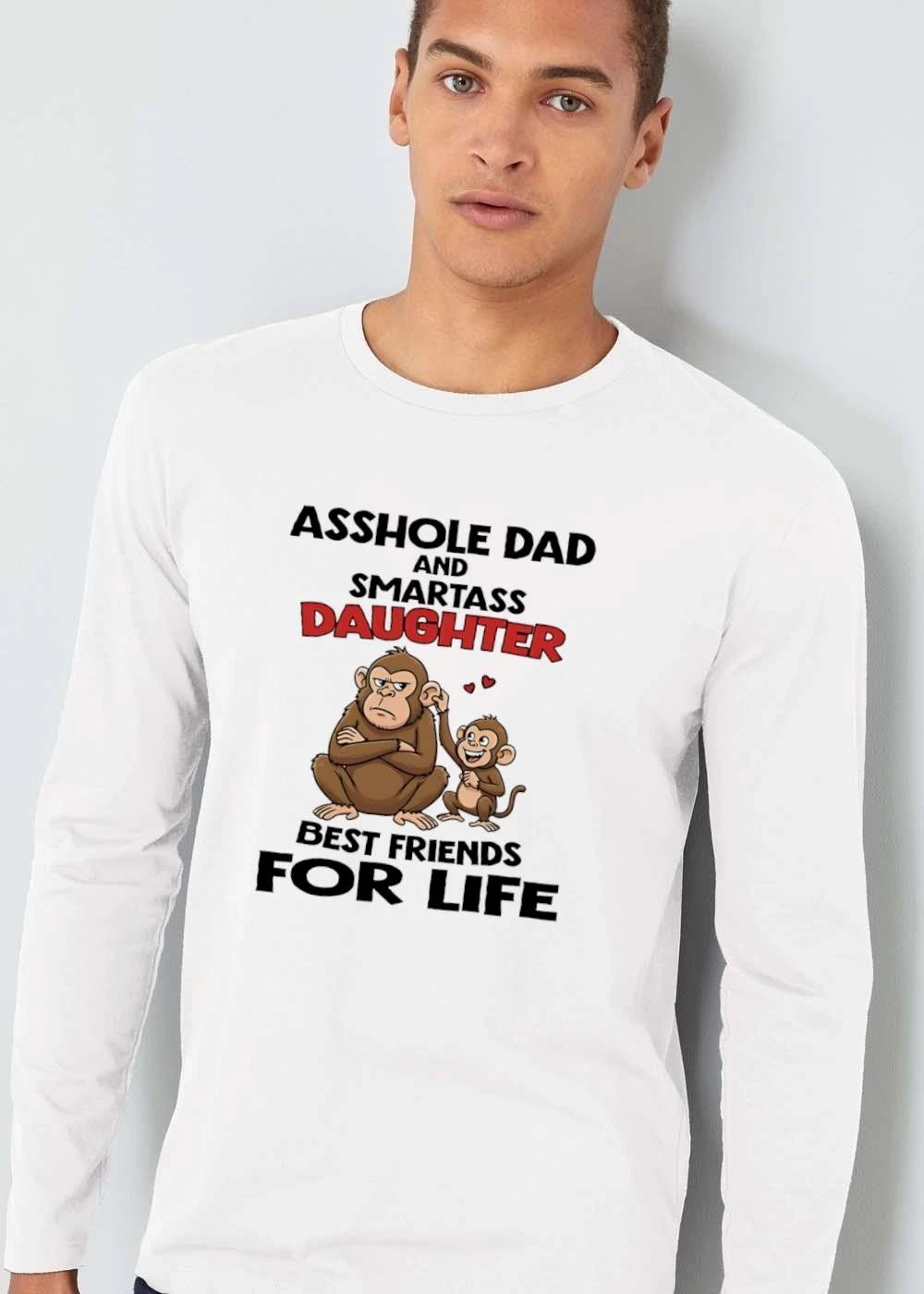 Asshole Dad And Smartass Daughter Best Friends For Life Cartoon Grumpy Adult Happy Little Monkey shirt