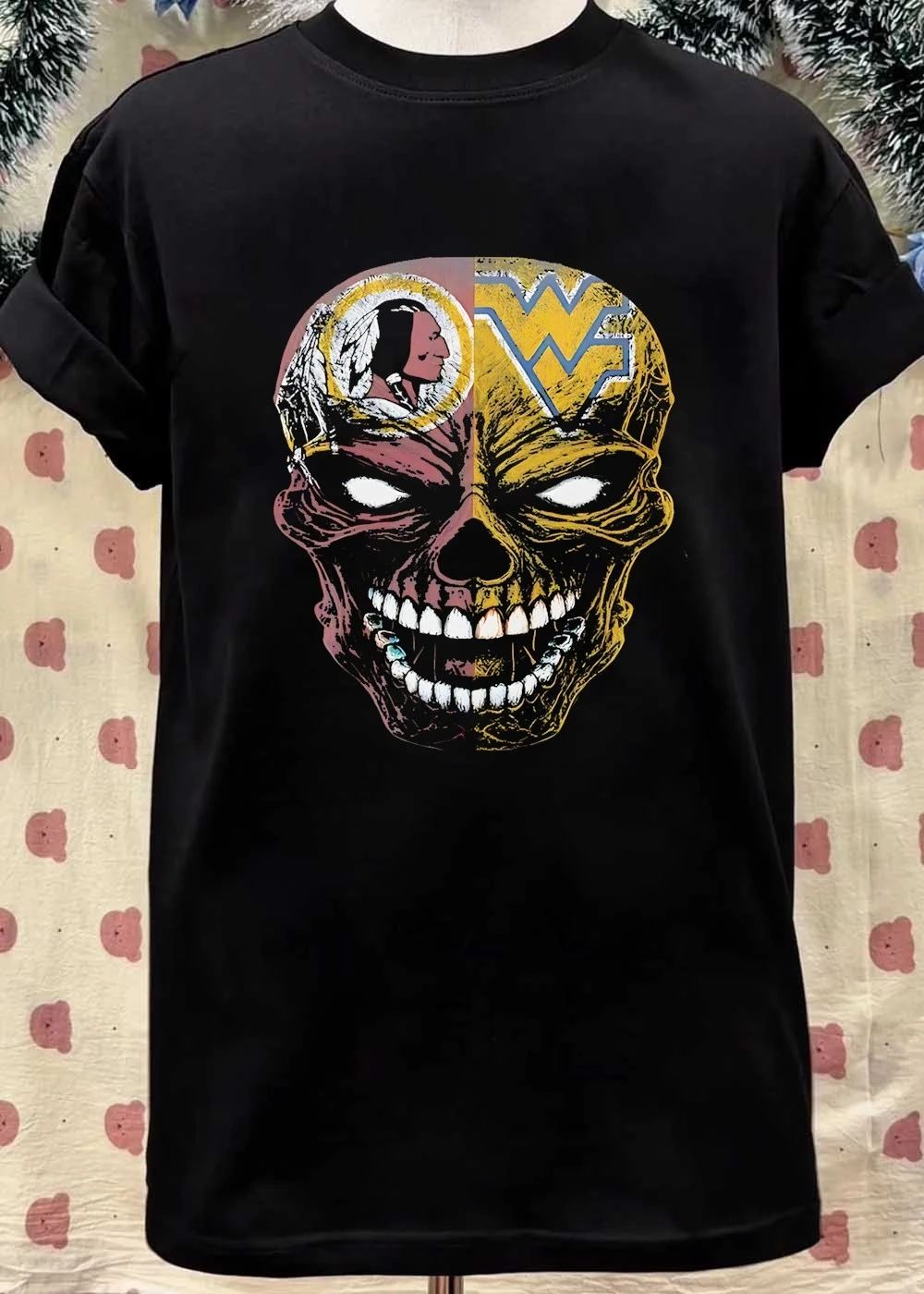 Washington Redskins West Virginia Mountaineers Skull T-Shirt