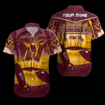 Personalized Washington Commanders Sunset Beach Hawaiian Shirt