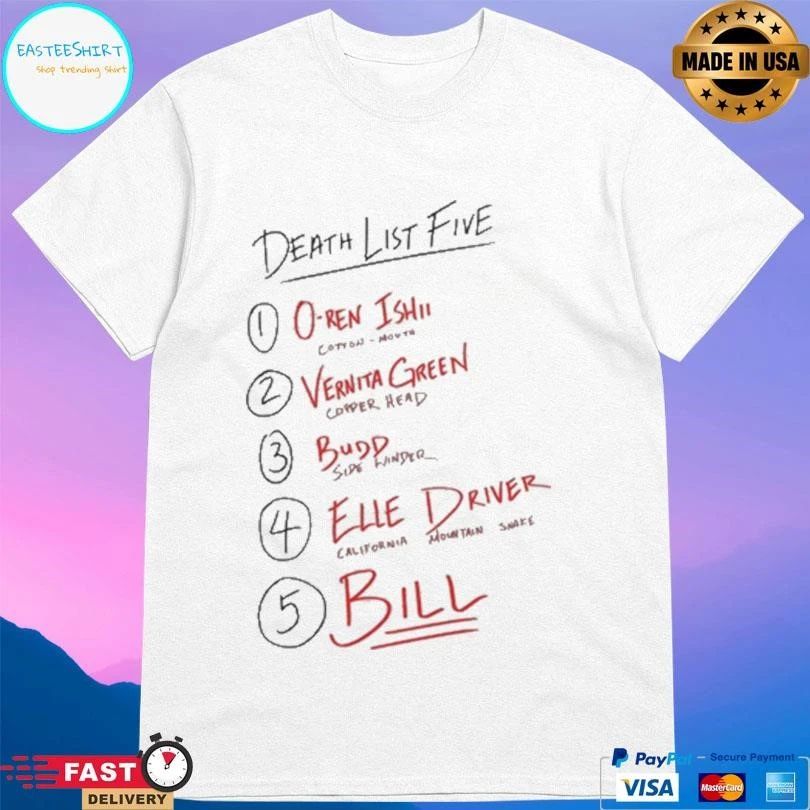 Death List Five Tarantino T-shirts