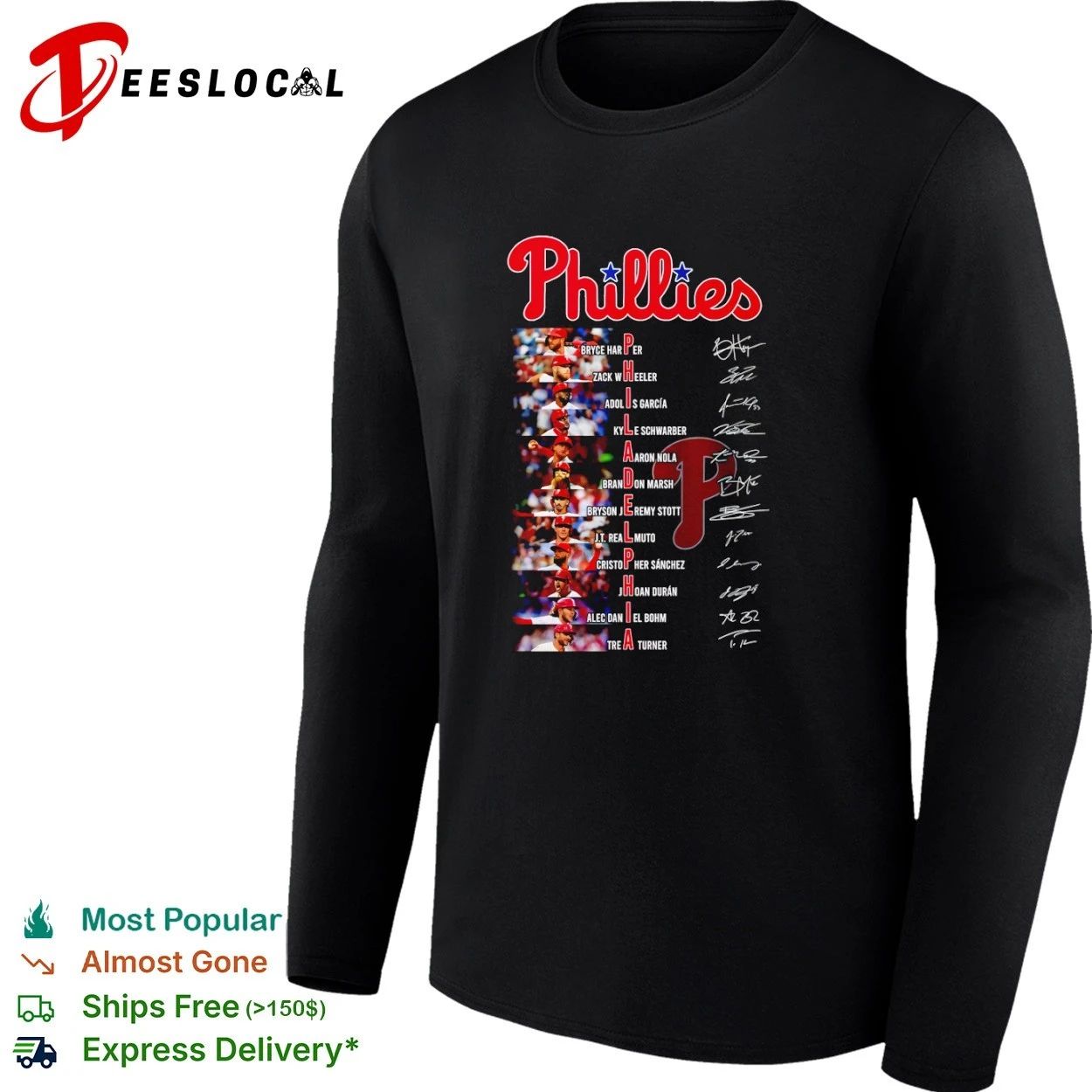 Philadelphia Phillies Roster Players Names and Signatures T-shirt