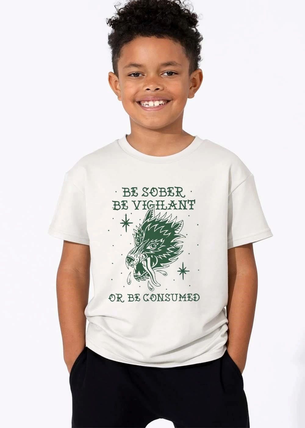 Be Sober Vigilant Or Consumed Green Snarling Wolf Head shirt