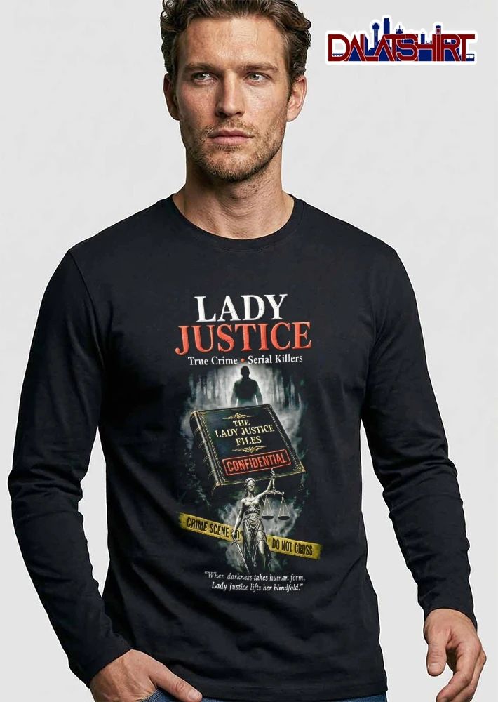 Lady Justice True Crime Serial Killers Confidential Scene Do Not Cross Book Silhouette Statue shirt