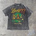Lucky 777 Poker Dog Vintage Graphic T-shirts, Retro Casino Gambling