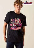Ironmart Now Open Sayton Anime Horned Girl Drinking Boba Sticker Collage Roses shirt