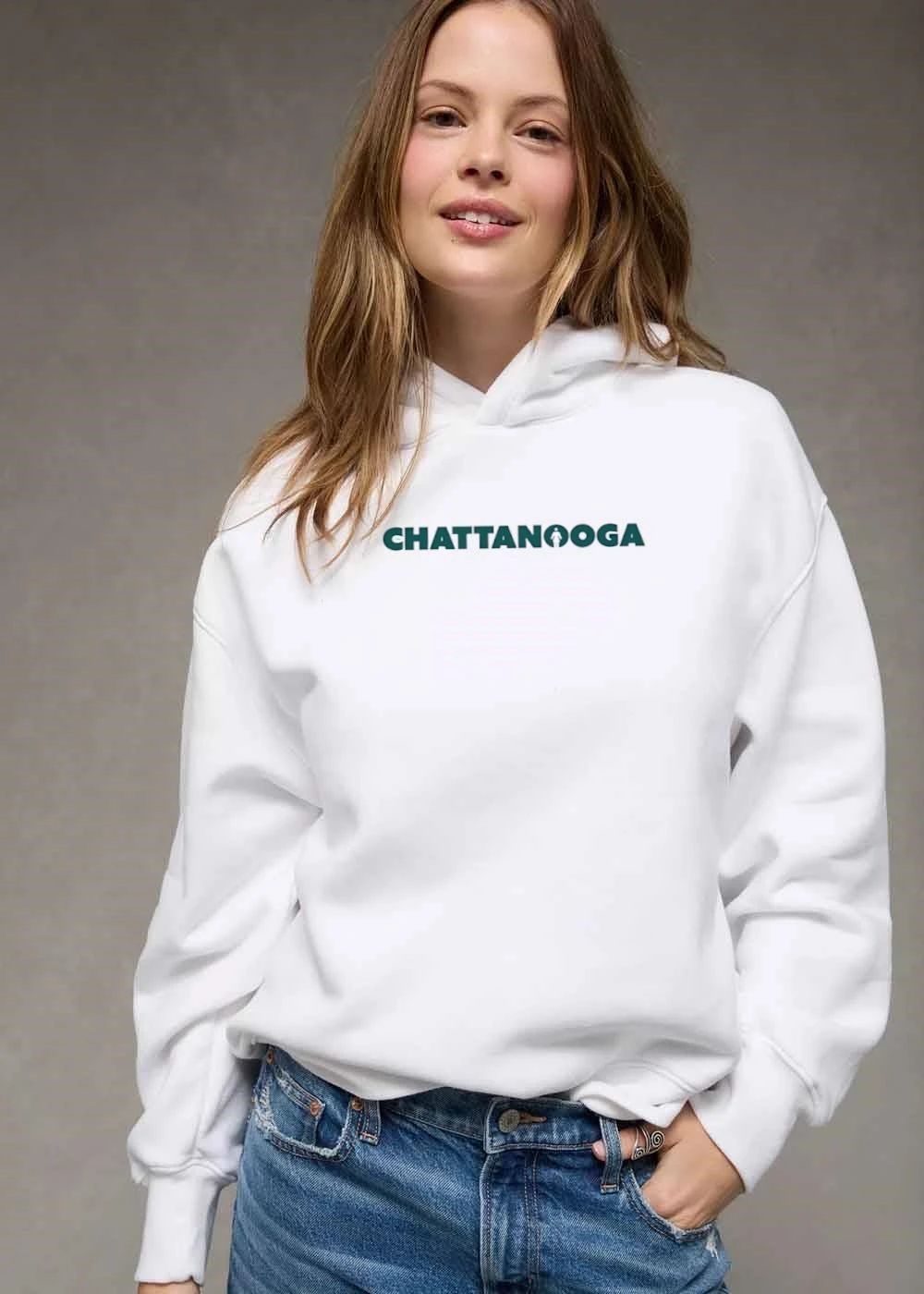 Chattanooga Text With Woman Silhouette Cutout In Letter O shirt