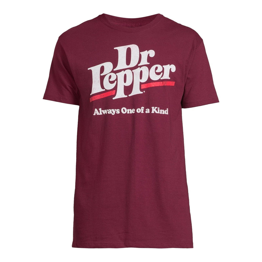 Dr. Pepper Men's Maroon Graphic Print Short Sleeve Crewneck T-Shirts Tee: S-2XL