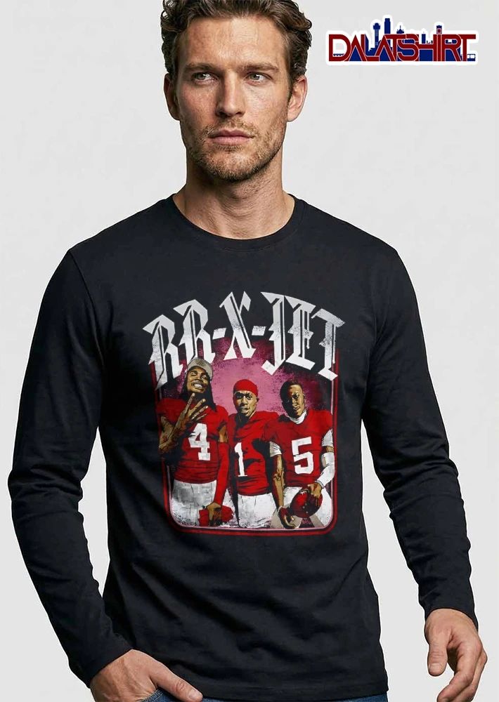 Rr X Jet Three Football Players Red Jerseys Numbers 4 1 5 Bootleg Portrait shirt