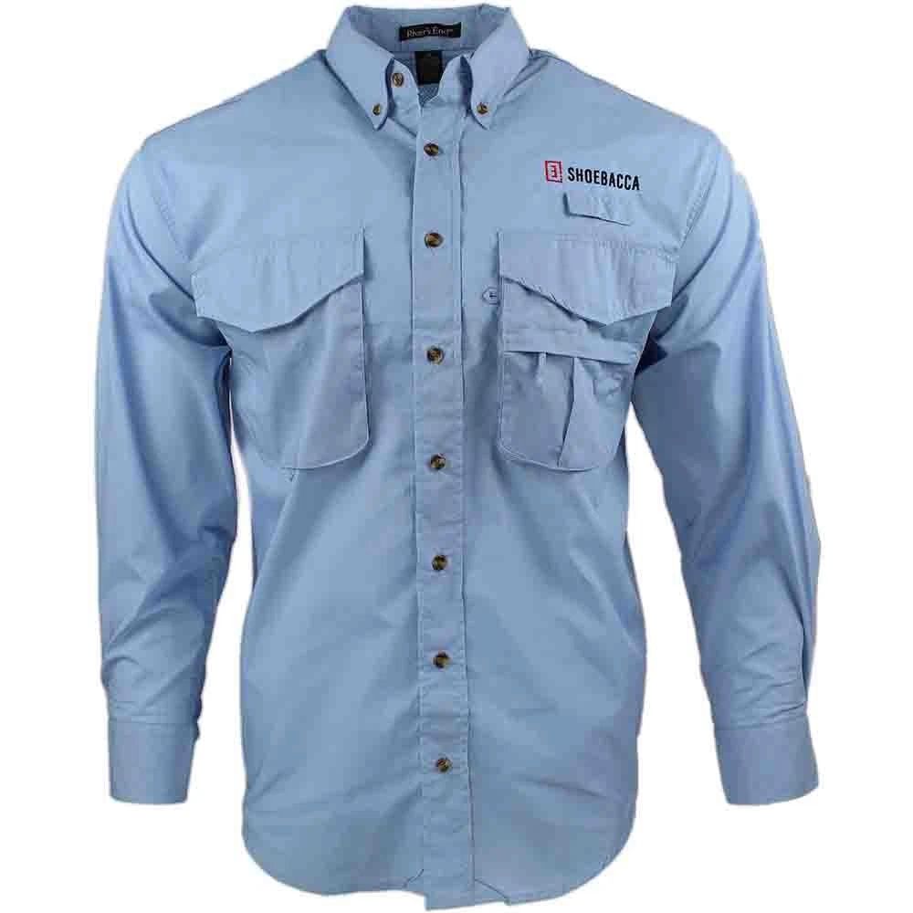 SHOEBACCA Guide Collared Long Sleeve Button Up Shirt Mens Blue Casual Tops 4050-