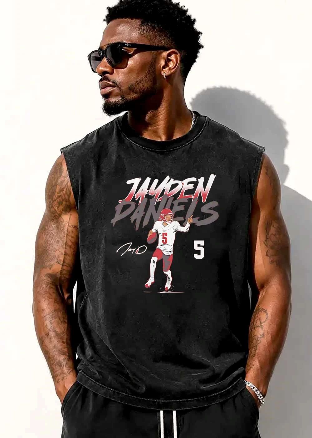 Jayden Daniels Jay D Vector Football Player Running Pointing Jersey Number 5 shirt