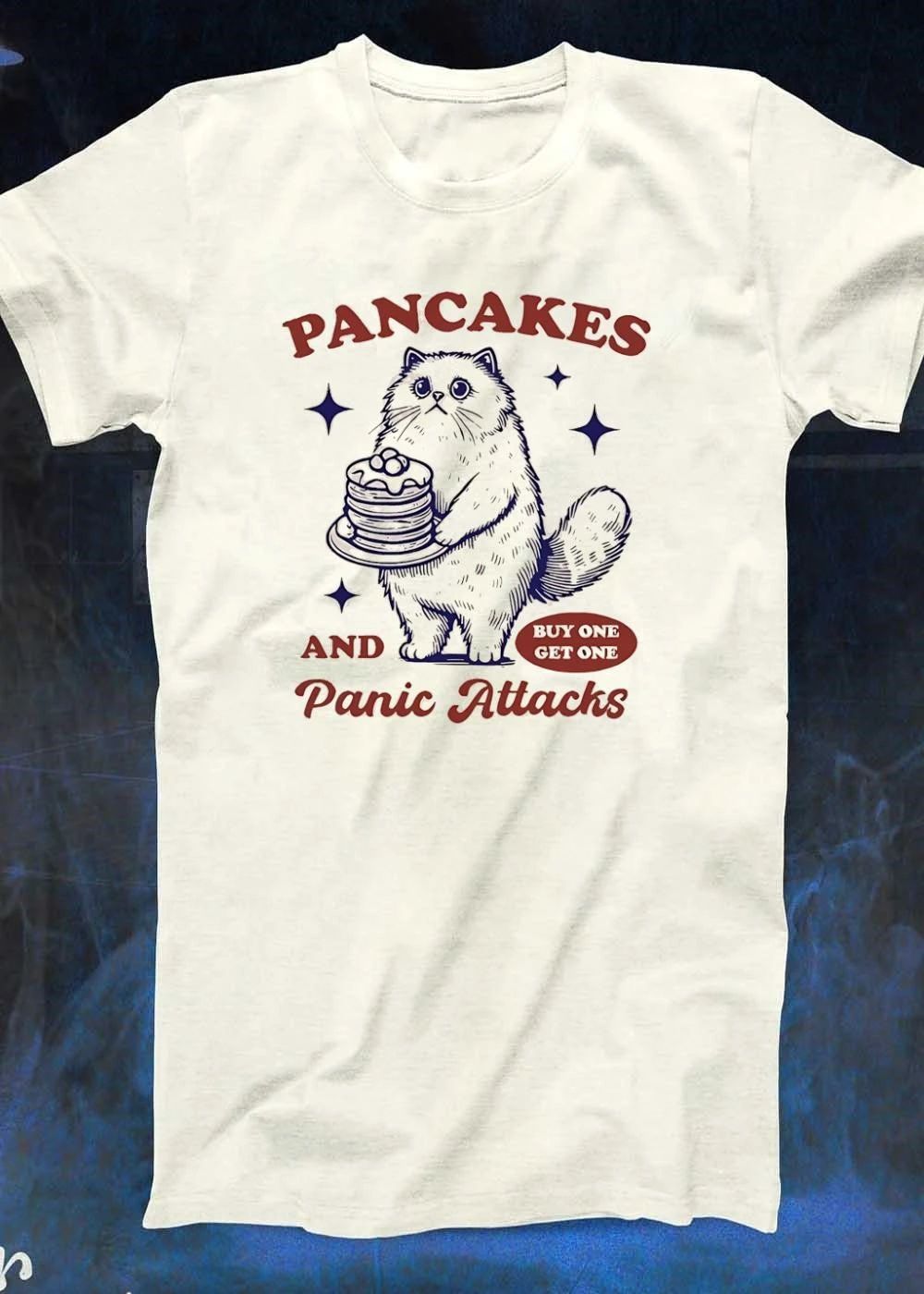 Funny Cat Holding Pancakes and Panic Attacks Buy One Get One shirt