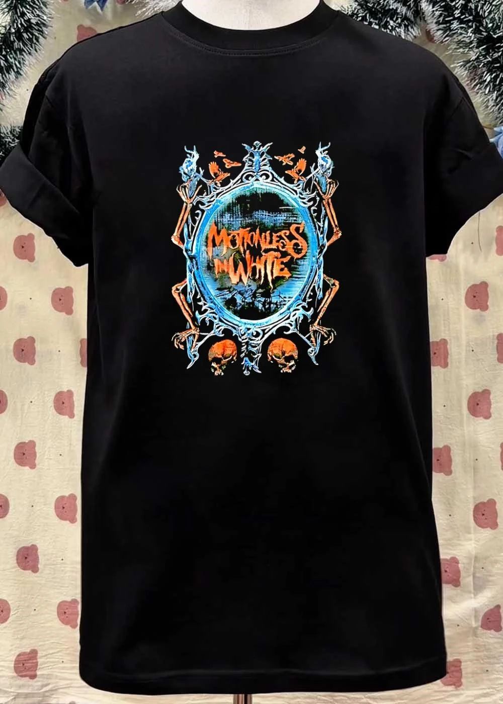 Motionless in White Band Logo Gothic Skull Mirror Graphic T-Shirt