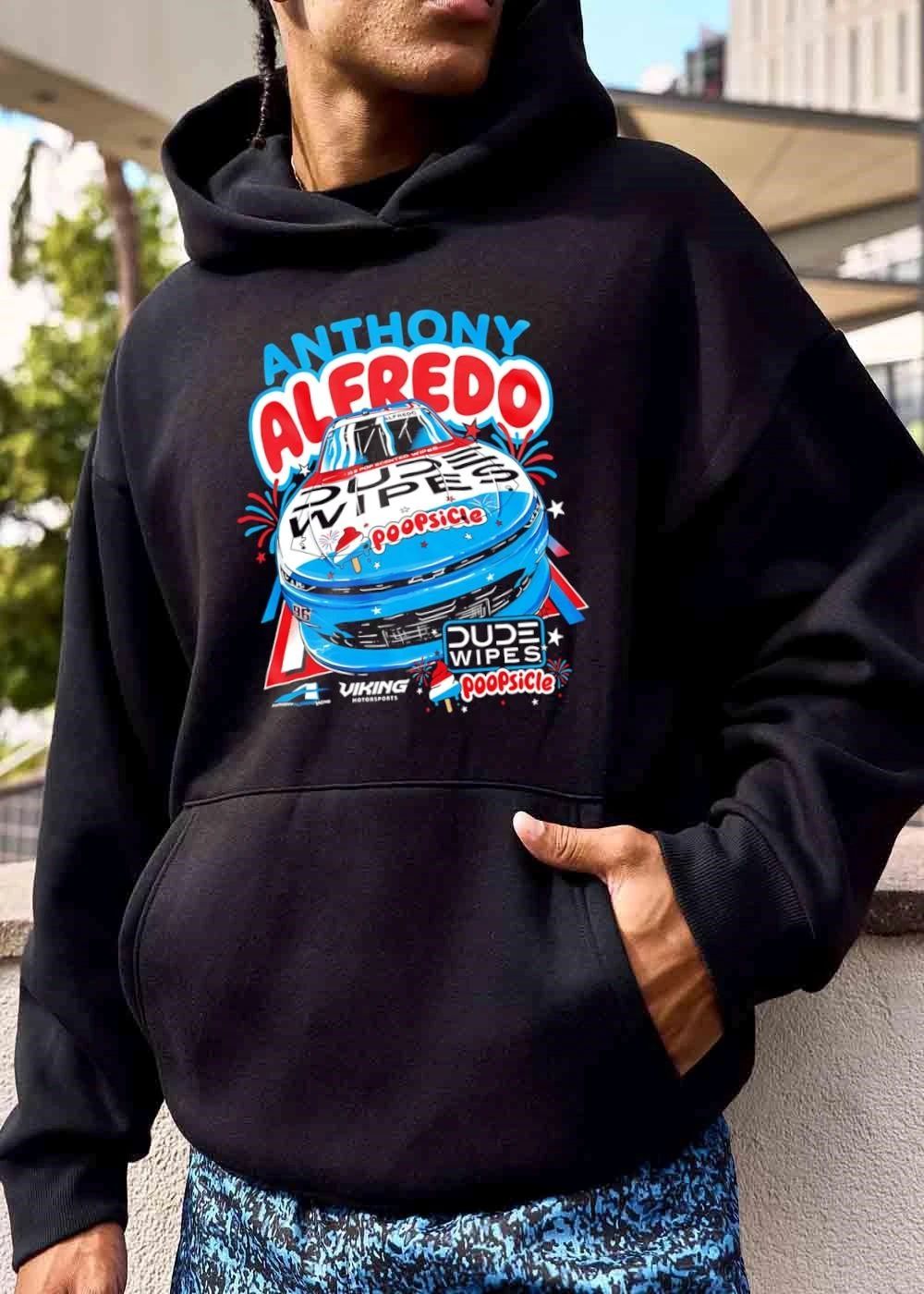 Viking Motorsports Dude Wipes Poopsicle Anthony Alfredo Race Car Fireworks Stars shirt