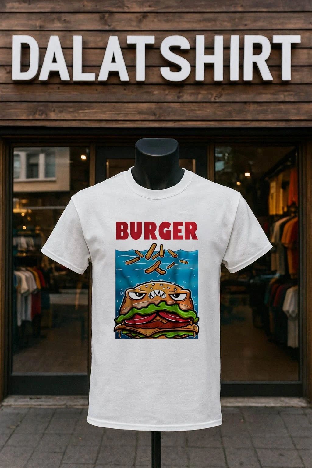 Angry burger with fries Burger shirt