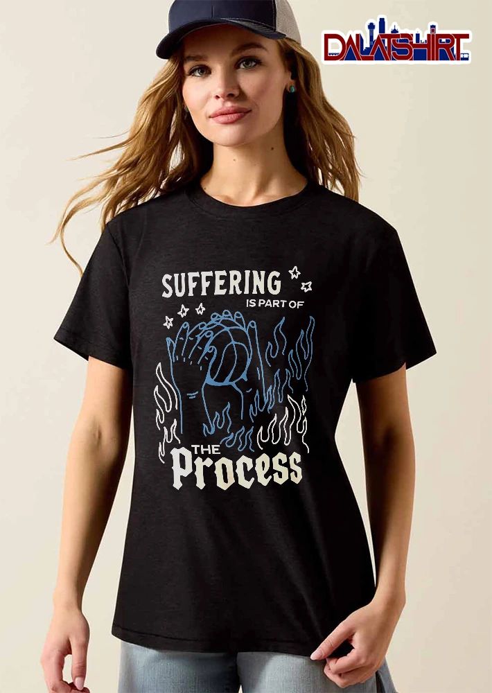 Suffering Is Part Of The Process Line Art Hands Basketball Flames Stars shirt