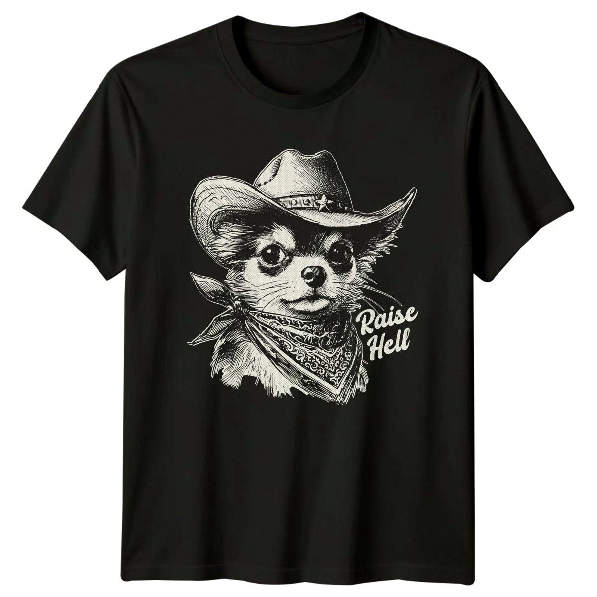 Raise Hell T-Shirt Chihuahua Western Dog Birthday Gift For Him And Her