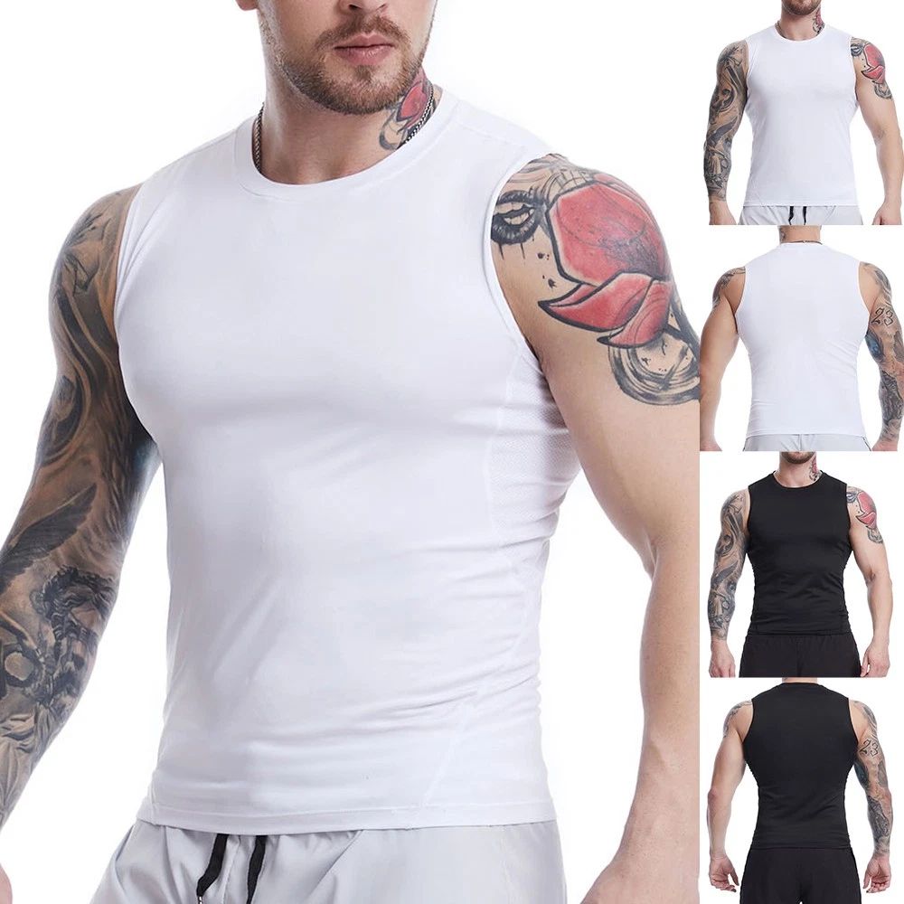 Mens Sports Tank Tops Summer Training Gym Muscle Plain Bodybuilding Vest T Shirt