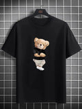 Cute Teddy Bear Graphic T-Shirt Men Funny Cartoon Casual Street Tee